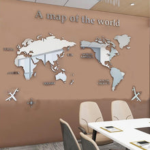 Load image into Gallery viewer, 3D World Map Acrylic Solid Piece Waterproof Mold-proof Bedroom Office Wall Decal Sticker for Living Room Classroom Decoration Ideas
