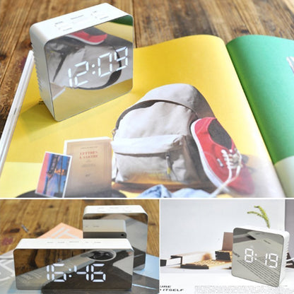 Multifunction LED Mirror Alarm Clock Digital Snooze Clock Display Time LED Night Light Table Cube Desktop Alarm Clock