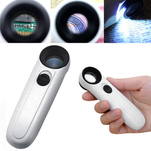 LED Light Magnifying Glass 40x 3.5mm Handheld Microscope Magnifier Illuminated lamp For Circuit Boards Hallmarks Jewelry