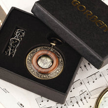 Load image into Gallery viewer, Solid Wood Accent Mechanical Pocket Watch FOB Chain Locket Dial Hollow Steampunk Men Women Clock Watches Box Package
