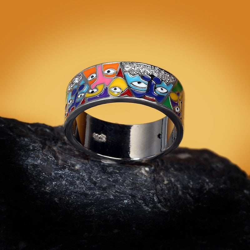 Unique Cat Rings For Women White CZ Handmade Enamel Lovely Trendy Ring Party Fashion Jewelry Great Gift for Someone
