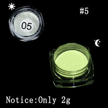 Load image into Gallery viewer, Glow in the Dark Neon Phosphor Nail Powder Glitter Dust Luminous Pigment Fluorescent Nail Powder Glows
