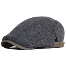 Load image into Gallery viewer, Vintage Style Newsboy Cap Unisex Winter Wool Thick Warm Herringbone Casual Stripe Berets Gatsby Flat Hat Peaked Adjustable Cap

