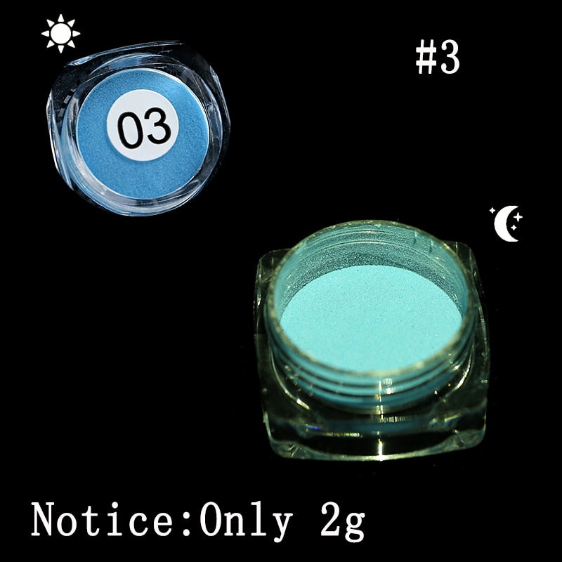 Glow in the Dark Neon Phosphor Nail Powder Glitter Dust Luminous Pigment Fluorescent Nail Powder Glows