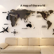 Load image into Gallery viewer, 3D World Map Acrylic Solid Piece Waterproof Mold-proof Bedroom Office Wall Decal Sticker for Living Room Classroom Decoration Ideas
