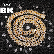 Load image into Gallery viewer, Hiphop Bling 9mm Buckle Link Pave Iced CZ Cuban Link Necklace Gold Plated Luxury Bling Jewelry Hiphop Fashion For Men
