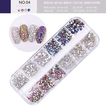 Load image into Gallery viewer, 12 Cube Container Set of AB Crystal Rhinestone Diamond Gem Art 3D Nail Glitter Decoration Beauty Nail Art Design
