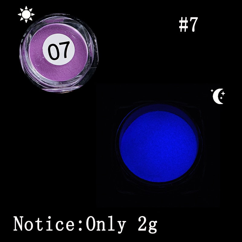 Glow in the Dark Neon Phosphor Nail Powder Glitter Dust Luminous Pigment Fluorescent Nail Powder Glows
