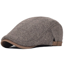 Load image into Gallery viewer, Vintage Style Newsboy Cap Unisex Winter Wool Thick Warm Herringbone Casual Stripe Berets Gatsby Flat Hat Peaked Adjustable Cap
