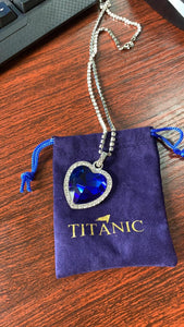 Titanic Heart of the Ocean Necklace Blue Heart Love Forever Pendant Necklace for Women Velvet Box Jewelry Gifts Movie Memorabilia