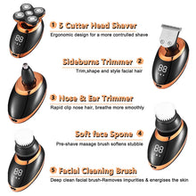 Load image into Gallery viewer, IPX7 Waterproof Electric Shaver Razor for Men Beard Hair Trimmer Rechargeable Bald Head Shaving Machine LCD Display Grooming Kit
