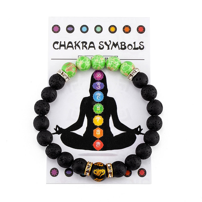 7 Chakra Bracelet with Meaning Card for Men Women Natural Crystal Healing Anxiety Jewelry Mandala Yoga Meditation Bracelet Gift