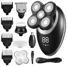 Load image into Gallery viewer, IPX7 Waterproof Electric Shaver Razor for Men Beard Hair Trimmer Rechargeable Bald Head Shaving Machine LCD Display Grooming Kit
