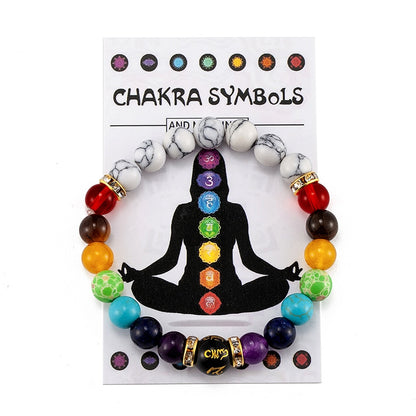 7 Chakra Bracelet with Meaning Card for Men Women Natural Crystal Healing Anxiety Jewelry Mandala Yoga Meditation Bracelet Gift