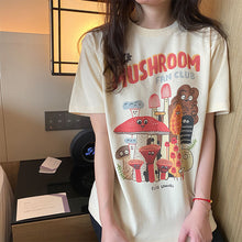 Load image into Gallery viewer, Mushroom Fan Club T-Shirts Cotton Material Retro Apricot Mushroom Cute Casual Summer Woman T-Shirt Fashion Streetwear
