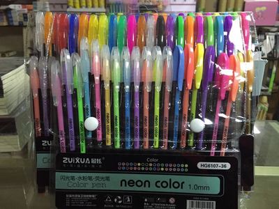 12/24/36/48 Colors Gel Pens Set & Refills School Stationery Pastel Neon Glitter Sketch Pencil Case Drawing Art Marker Gift