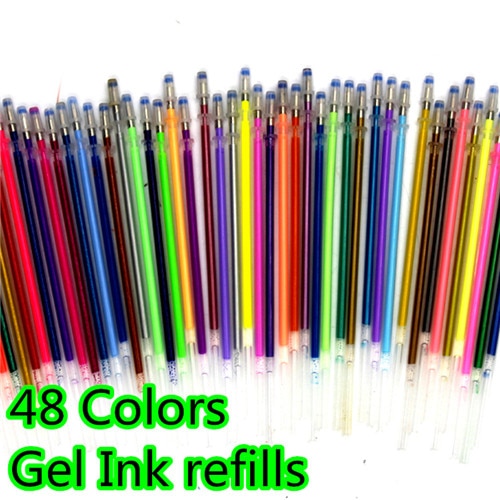 12/24/36/48 Colors Gel Pens Set & Refills School Stationery Pastel Neon Glitter Sketch Pencil Case Drawing Art Marker Gift