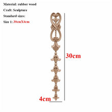 Load image into Gallery viewer, Unpainted Wood Oak Carved Wave Flower Applique for Home Furniture Decor Decorative Wood Carved Long
