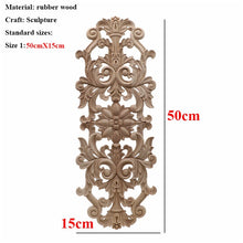 Load image into Gallery viewer, Unpainted Wood Oak Carved Wave Flower Applique for Home Furniture Decor Decorative Wood Carved Long
