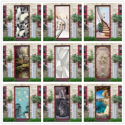 3D Door Art Decal Sticker PVC Self Adhesive Waterproof Wall Mural Decals Sticker on the Doors DIY Home Designs