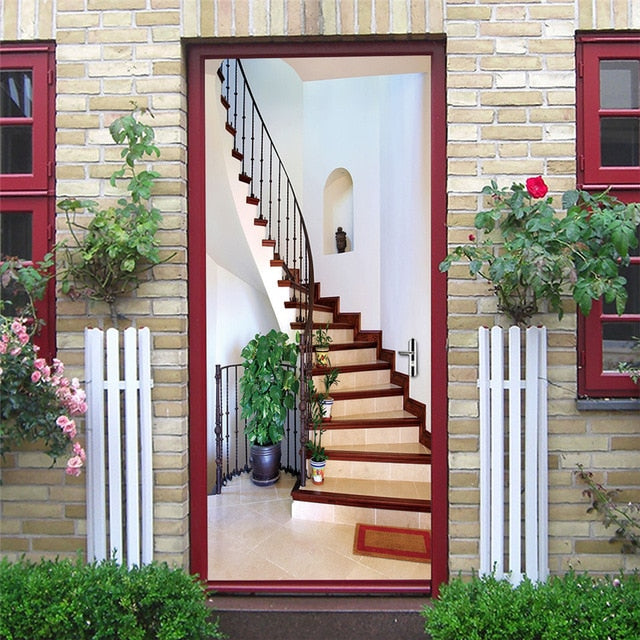 3D Door Art Decal Sticker PVC Self Adhesive Waterproof Wall Mural Decals Sticker on the Doors DIY Home Designs