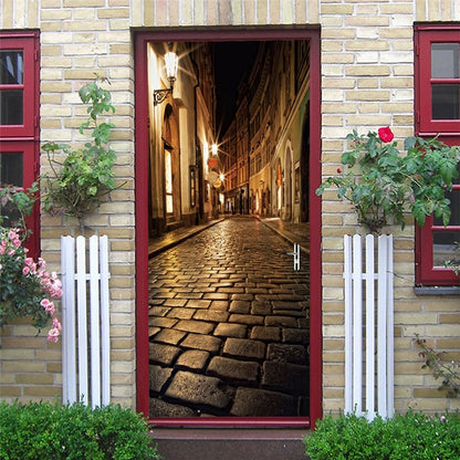 2PCS SET 3D Door Sticker PVC Self-adhesive Waterproof Removable Home Decor Wine Shelf Decals DIY Wall Art Mural stickers porte