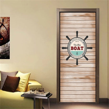2PCS SET 3D Door Sticker PVC Self-adhesive Waterproof Removable Home Decor Wine Shelf Decals DIY Wall Art Mural stickers porte