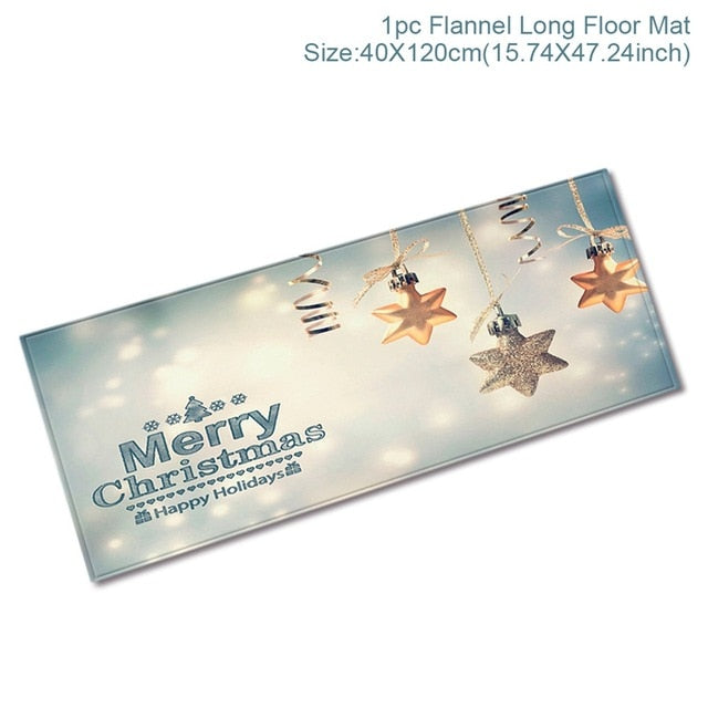 Christmas Decor Flannel Carpet Home Rug Bathroom Doormat Merry Christmas Decor 2021 Navidad Xmas Party Decor Happy New Year