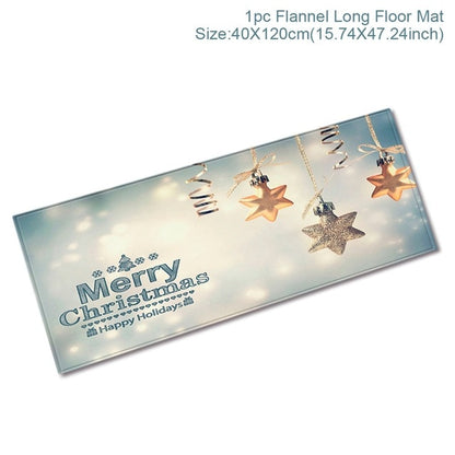 Christmas Decor Flannel Carpet Home Rug Bathroom Doormat Merry Christmas Decor 2021 Navidad Xmas Party Decor Happy New Year