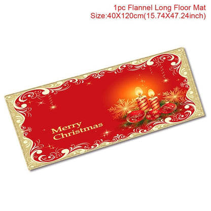 Christmas Decor Flannel Carpet Home Rug Bathroom Doormat Merry Christmas Decor 2021 Navidad Xmas Party Decor Happy New Year