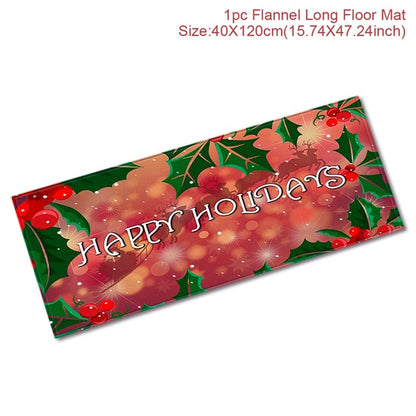 Christmas Decor Flannel Carpet Home Rug Bathroom Doormat Merry Christmas Decor 2021 Navidad Xmas Party Decor Happy New Year