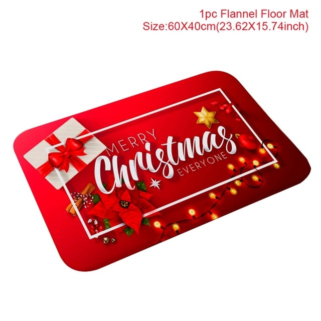 Christmas Decor Flannel Carpet Home Rug Bathroom Doormat Merry Christmas Decor 2021 Navidad Xmas Party Decor Happy New Year