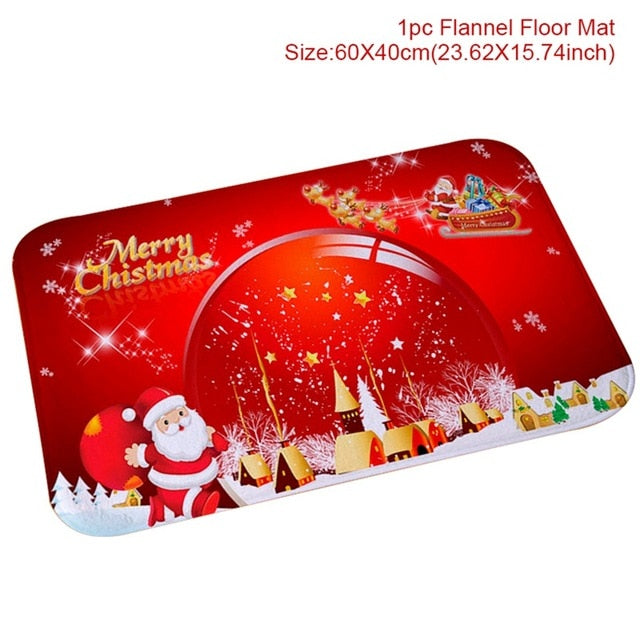 Christmas Decor Flannel Carpet Home Rug Bathroom Doormat Merry Christmas Decor 2021 Navidad Xmas Party Decor Happy New Year
