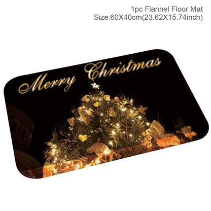 Christmas Decor Flannel Carpet Home Rug Bathroom Doormat Merry Christmas Decor 2021 Navidad Xmas Party Decor Happy New Year