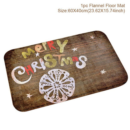 Christmas Decor Flannel Carpet Home Rug Bathroom Doormat Merry Christmas Decor 2021 Navidad Xmas Party Decor Happy New Year