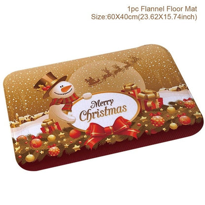 Christmas Decor Flannel Carpet Home Rug Bathroom Doormat Merry Christmas Decor 2021 Navidad Xmas Party Decor Happy New Year