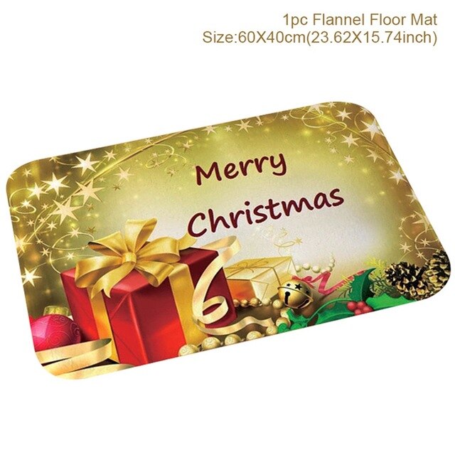 Christmas Decor Flannel Carpet Home Rug Bathroom Doormat Merry Christmas Decor 2021 Navidad Xmas Party Decor Happy New Year