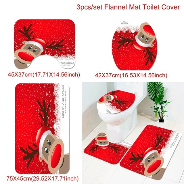 Christmas Decor Flannel Carpet Home Rug Bathroom Doormat Merry Christmas Decor 2021 Navidad Xmas Party Decor Happy New Year