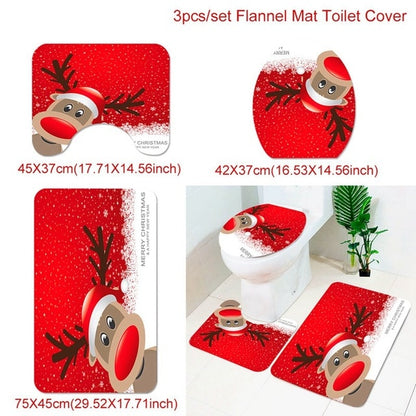 Christmas Decor Flannel Carpet Home Rug Bathroom Doormat Merry Christmas Decor 2021 Navidad Xmas Party Decor Happy New Year