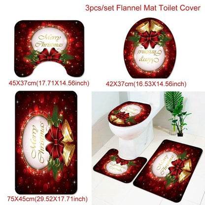 Christmas Decor Flannel Carpet Home Rug Bathroom Doormat Merry Christmas Decor 2021 Navidad Xmas Party Decor Happy New Year