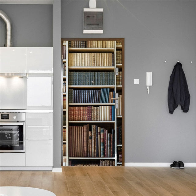 DIY 3D PVC Self Adhesive Wallpaper Beautiful Landscape Door Sticker For Living Room Bedroom Waterproof Mural Decals deursticker