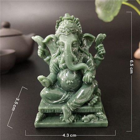 Lord Ganesha Buddha Statue Home Decoration Man-made Jade Stone Ganesh Elephant God Sculpture Figurines Ornaments Buddha Statues