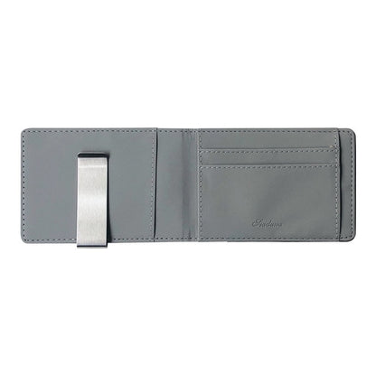 Men's Thin Bi-fold Money Clip Leather Wallet With A Metal Clamp Female ID Credit Card Purse Cash Holder