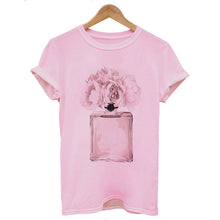 Load image into Gallery viewer, Women Clothes Summer Short Sleeve Fashion Perfume Flower Woman Female T-shirt Leisure Vogue Thin Section Printed Tshirt Top
