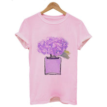 Load image into Gallery viewer, Women Clothes Summer Short Sleeve Fashion Perfume Flower Woman Female T-shirt Leisure Vogue Thin Section Printed Tshirt Top
