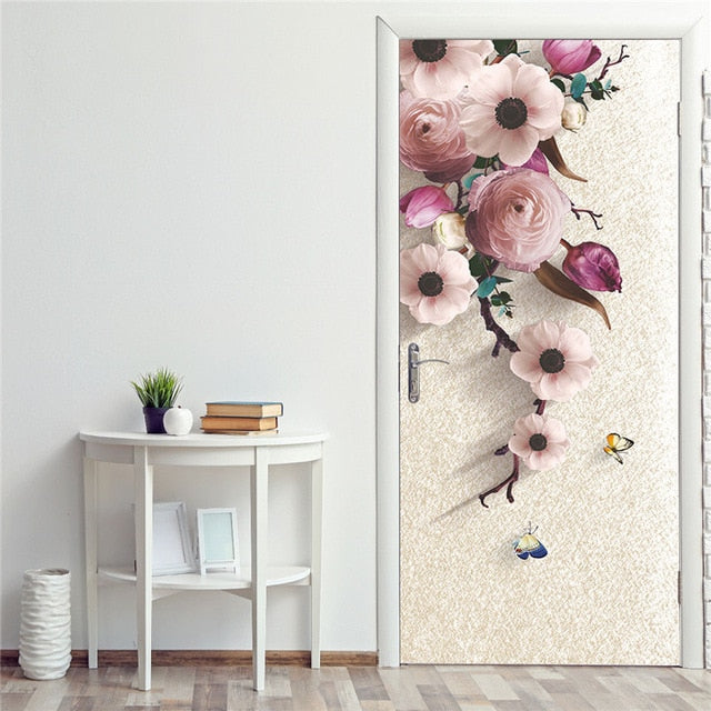 DIY 3D Decorative Wall Papers For The Door Stickers Waterproof Vinyl Design Self Stick View Door Posters