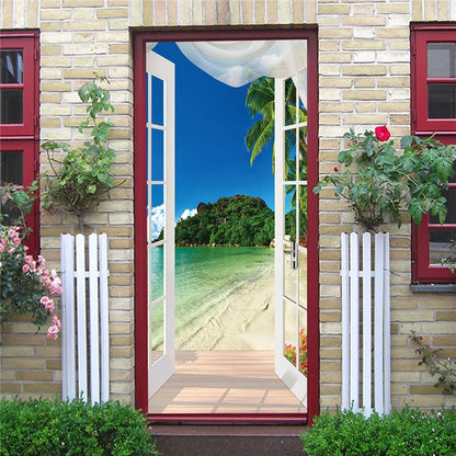 DIY 3D Decorative Wall Papers For The Door Stickers Waterproof Vinyl Design Self Stick View Door Posters