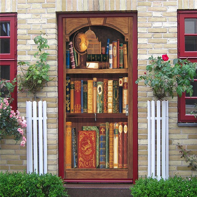 DIY 3D Decorative Wall Papers For The Door Stickers Waterproof Vinyl Design Self Stick View Door Posters