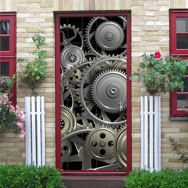 DIY 3D Decorative Wall Papers For The Door Stickers Waterproof Vinyl Design Self Stick View Door Posters