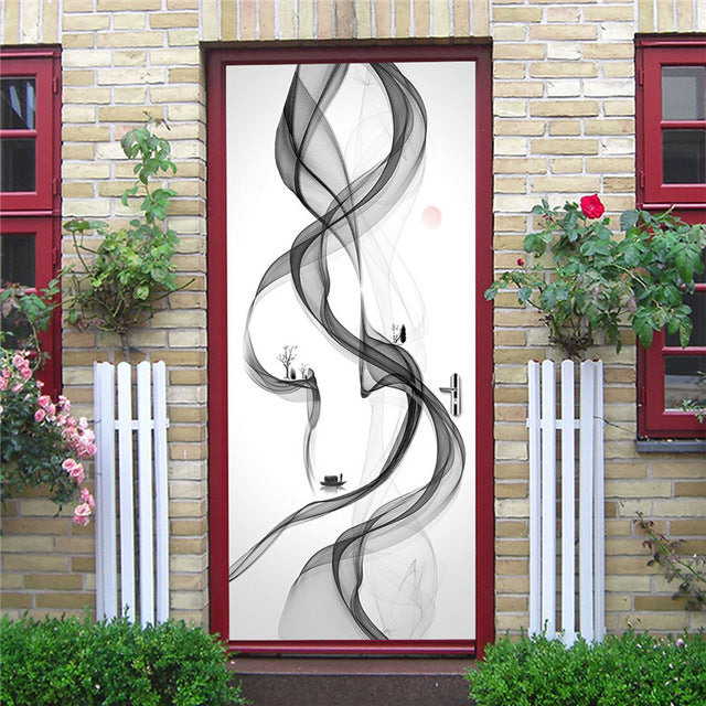 DIY 3D Decorative Wall Papers For The Door Stickers Waterproof Vinyl Design Self Stick View Door Posters